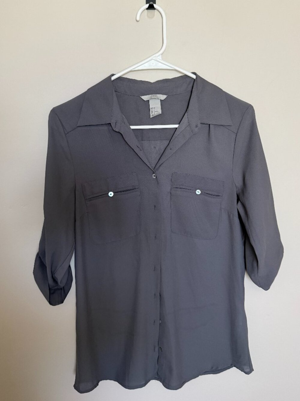 H&M Slate Gray Career Blouse Women’s Size 6